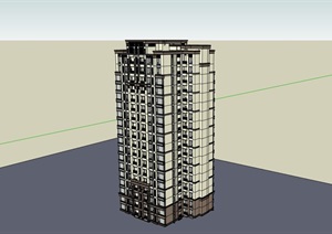 高层完整的住宅建筑设计楼SU(草图大师)模型