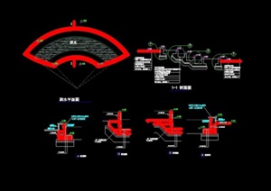 独特的完整园林景观跌水景观设计cad施工图