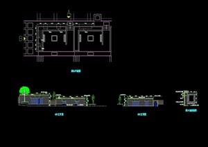 园林跌水景观墙素材设计cad施工图