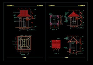 中式完整的园林亭子节点素材设计cad施工图