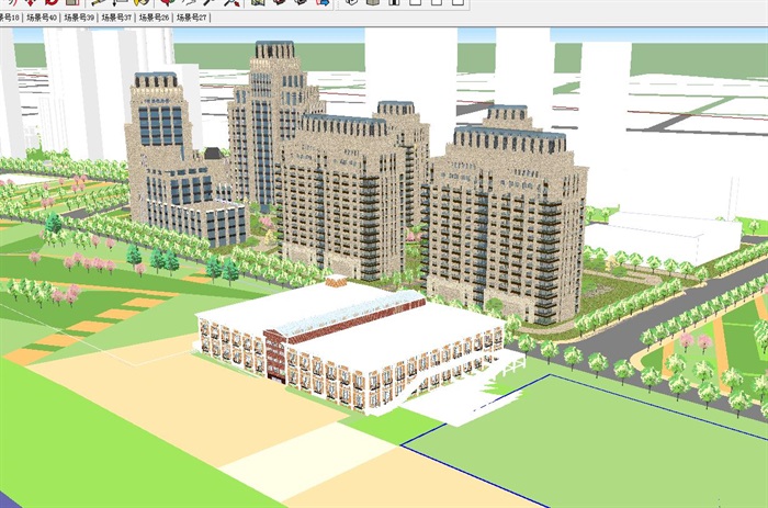 Artdeco风格滨湖小区建筑设计方案SU模型(3)