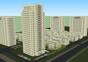 新古典风格办公园区建筑方案SU(草图大师)模型