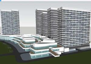 上海龙湖北城天街建筑方案SU(草图大师)模型（附PDF文本）