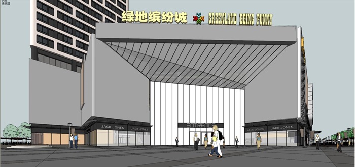 徐州绿地缤纷城商业广场建筑方案SU模型(8)