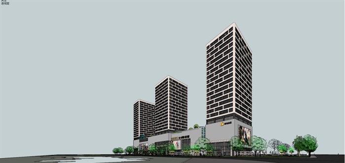 徐州绿地缤纷城商业广场建筑方案SU模型(10)