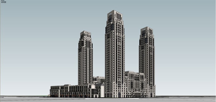 杭州万科大都会新古典风格住宅与商业项目SU模型(13)