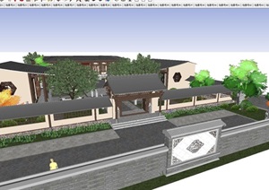 古典中式禅学院建筑设计方案SU(草图大师)模型