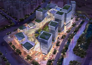 杭州银泰城城西项目建筑方案SU(草图大师)模型（附PDF方案文本）