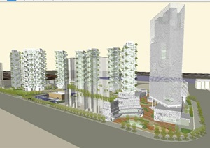 万科铜山街现代风格住宅 写字楼项目SU(草图大师)模型
