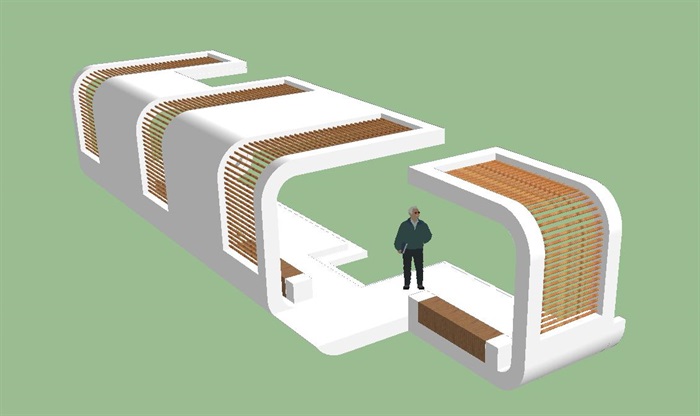 现代廊架景观方案SU模型(6)