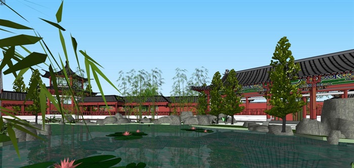 古典中式碑园建筑方案SU模型(7)
