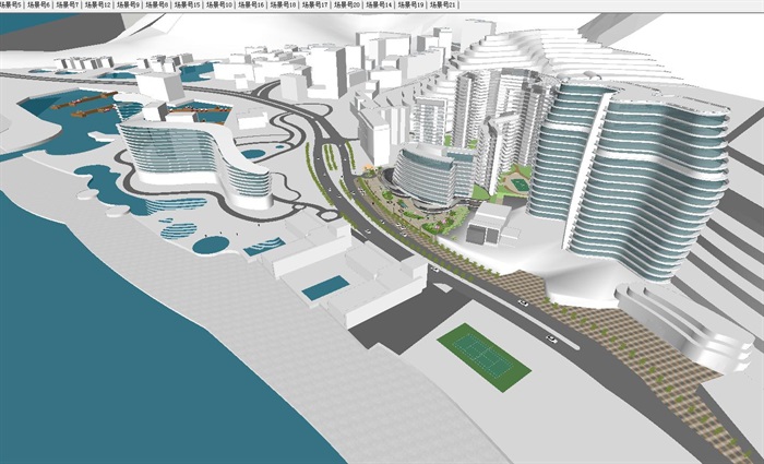 深圳大梅沙金地海景酒店+住宅项目建筑概念方案SU模型(3)