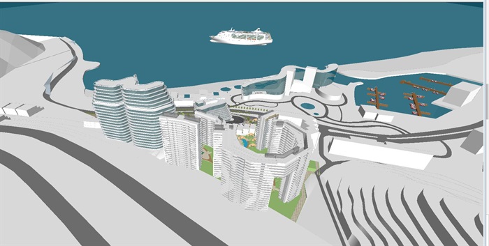 深圳大梅沙金地海景酒店+住宅项目建筑概念方案SU模型(5)