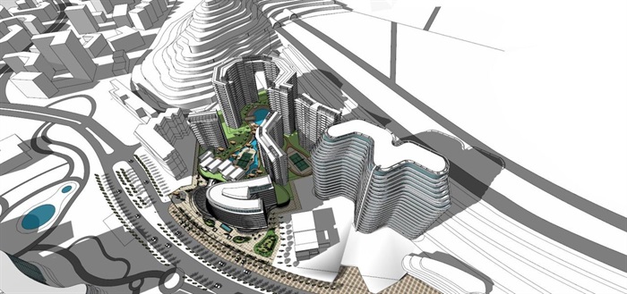 深圳大梅沙金地海景酒店+住宅项目建筑概念方案SU模型(6)