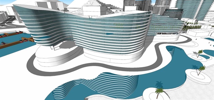 深圳大梅沙金地海景酒店+住宅项目建筑概念方案SU模型(10)