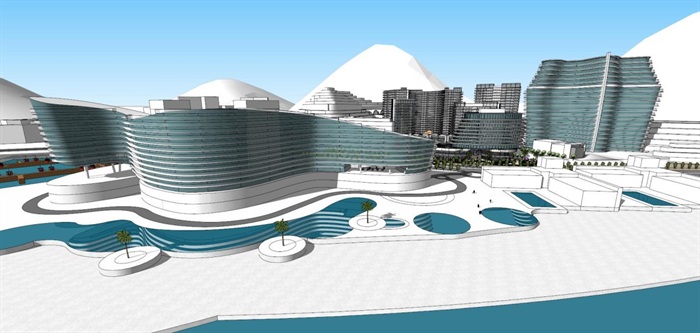 深圳大梅沙金地海景酒店+住宅项目建筑概念方案SU模型(15)