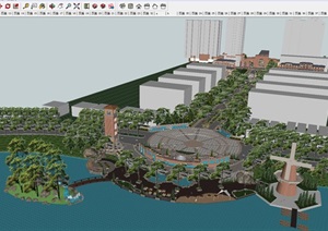 中铁人杰水岸售楼示范区建筑与景观方案SU(草图大师)模型