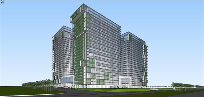 现代风格绿色产业园建筑方案SU模型(5)