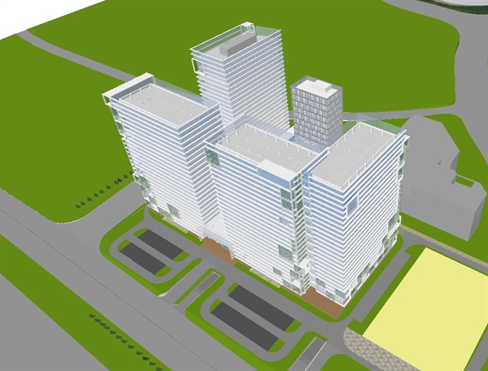 现代风格绿色产业园建筑方案SU模型(6)