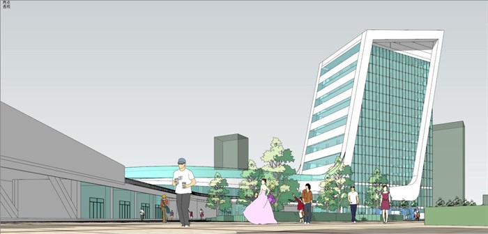 天津现代风格汽车客运站建筑设计方案SU模型(7)