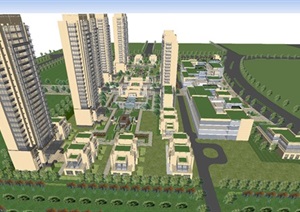 新古典住宅小区总体建筑设计方案SU(草图大师)模型