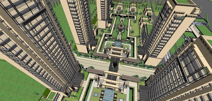 新古典住宅小区总体建筑设计方案SU模型(2)