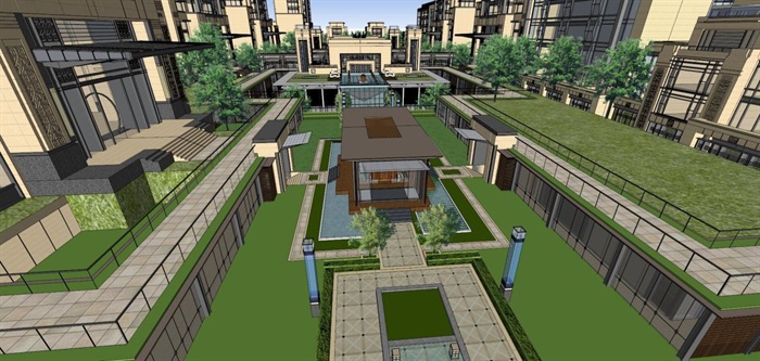 新古典住宅小区总体建筑设计方案SU模型(6)