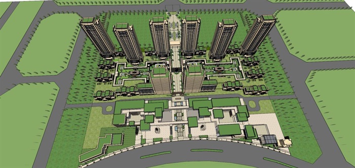 新古典住宅小区总体建筑设计方案SU模型(14)