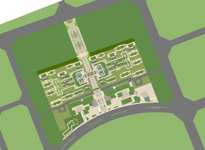 新古典住宅小区总体建筑设计方案SU模型(16)