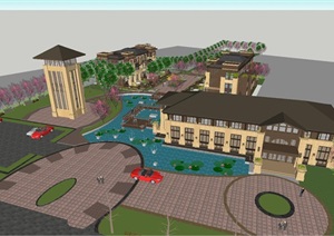 扬州龙湖售楼示范区建筑与景观方案SU(草图大师)模型