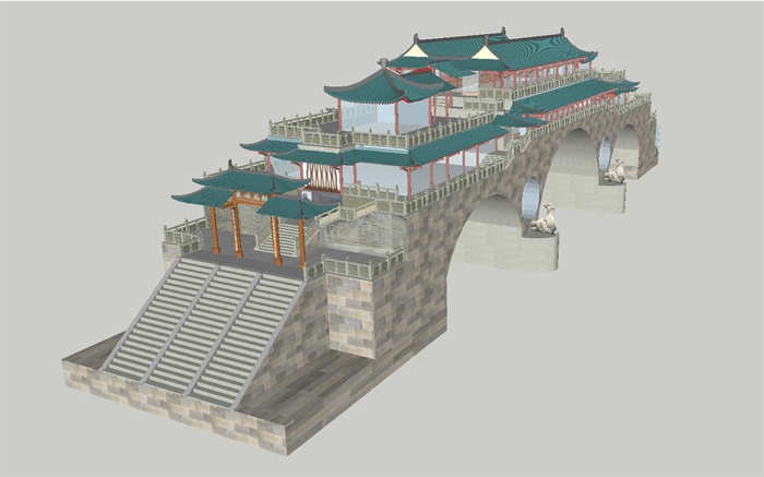 安顺廊桥古建方案SU模型(1)