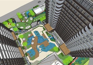 上海绿地五里桥豪宅小区建筑与景观方案SU(草图大师)模型