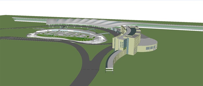 现代风格南京禄口机场建筑设计方案SU模型(5)