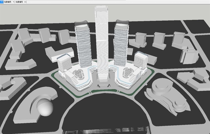 3个西宁现代超高层城市综合体建筑方案SU模型(3)