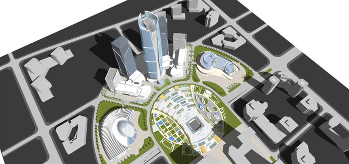 3个西宁现代超高层城市综合体建筑方案SU模型(7)