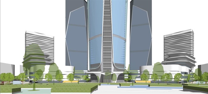 3个西宁现代超高层城市综合体建筑方案SU模型(10)