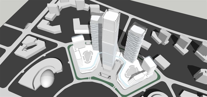 3个西宁现代超高层城市综合体建筑方案SU模型(11)