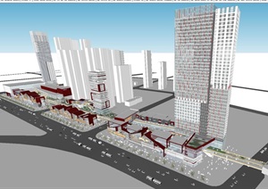 现代风格商业综合体建筑方案SU(草图大师)模型2