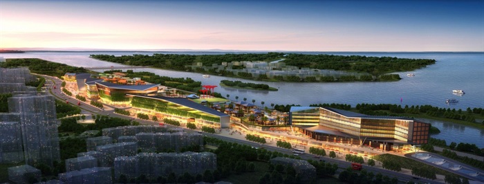 现代风格滨河城市综合体建筑设计方案SU模型(1)