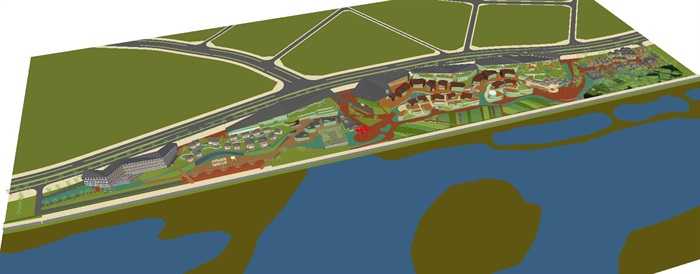 现代风格滨河城市综合体建筑设计方案SU模型(2)