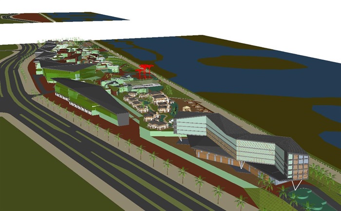 现代风格滨河城市综合体建筑设计方案SU模型(4)