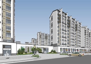 新中式高层住宅小区建筑与景观方案SU(草图大师)模型