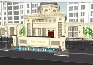 新古典风格泛海公园官邸高层豪宅 入口设计SU(草图大师)模型