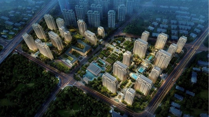 上海大宁金茂府新古典风格高层住宅+入口方案SU模型(6)