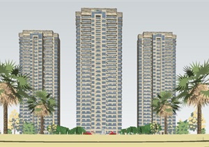 绿地苏州科技城现代风格高层住宅SU(草图大师)模型