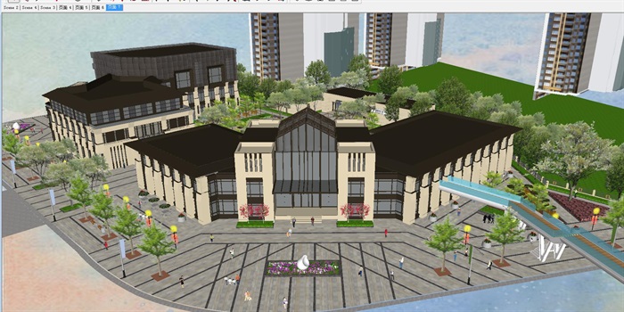 苏州科技城绿地中央公园高层+商业+售楼处SU模型（附PDF文本+CAD单体建筑施工图）(2)