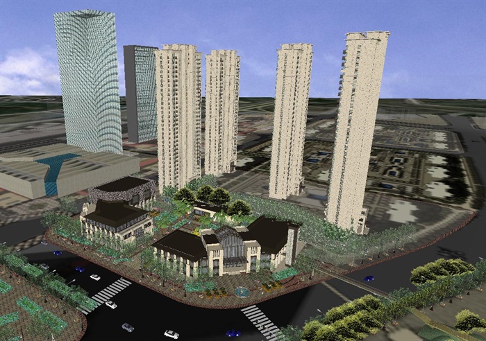 苏州科技城绿地中央公园高层+商业+售楼处SU模型（附PDF文本+CAD单体建筑施工图）(6)