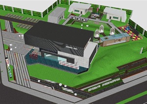 现代风格新尚国际售楼处建筑与景观方案SU(草图大师)模型