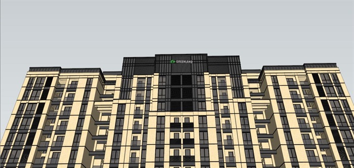 禅城绿地中心高层住宅+主入口方案SU模型(8)
