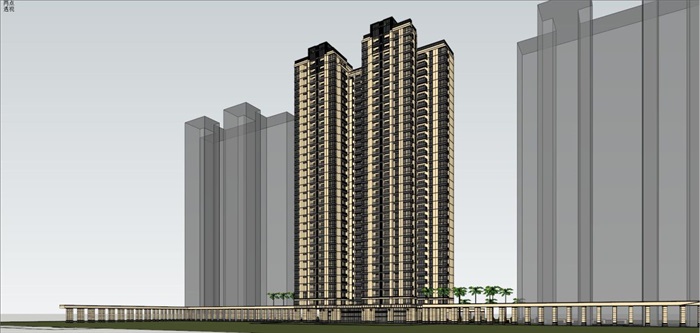 禅城绿地中心高层住宅+主入口方案SU模型(10)